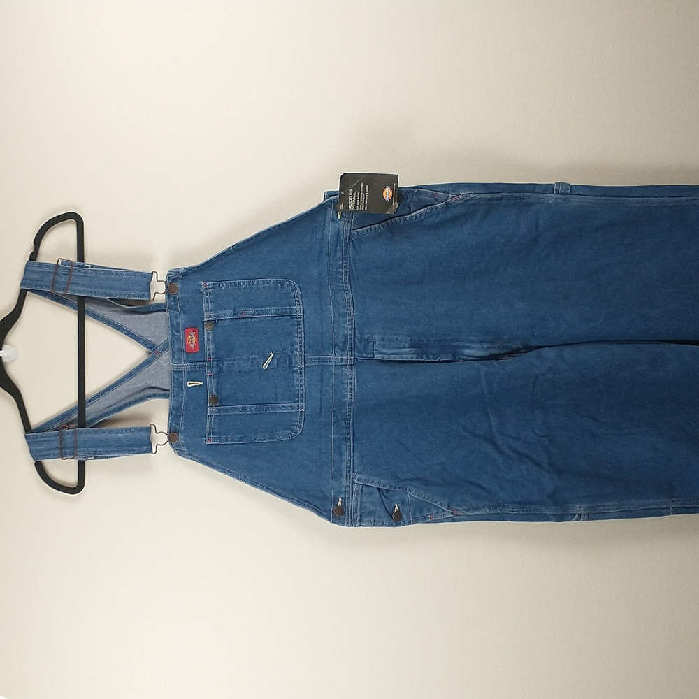 NEW Dickies Mens Indigo Bib Carpenter Utility Denim Overalls 42X30 Medium Wash